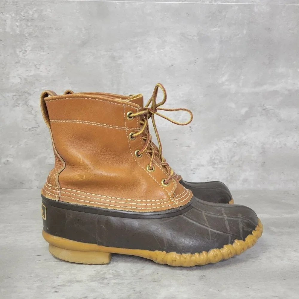 Vintage LL Bean‎ Boots Womens 7 Brown Maine Hunting Shoe Unlined Leather Duck